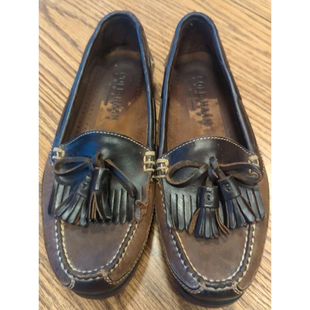 Men's COLE HAAN Brown Leather With Fringe & Tassels Loafer Size‎ 8 M Brazil
